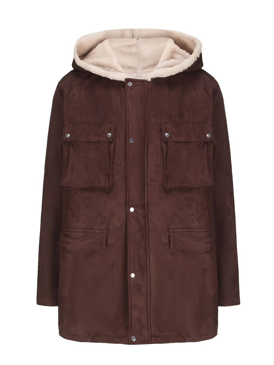 Talia Elegant Jacket with Hood in Coffee