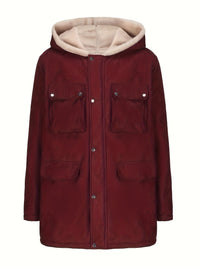 Talia Elegant Jacket with Hood in Wine Red