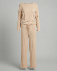 Tamara Elegant Set with Elastic Waist in Beige