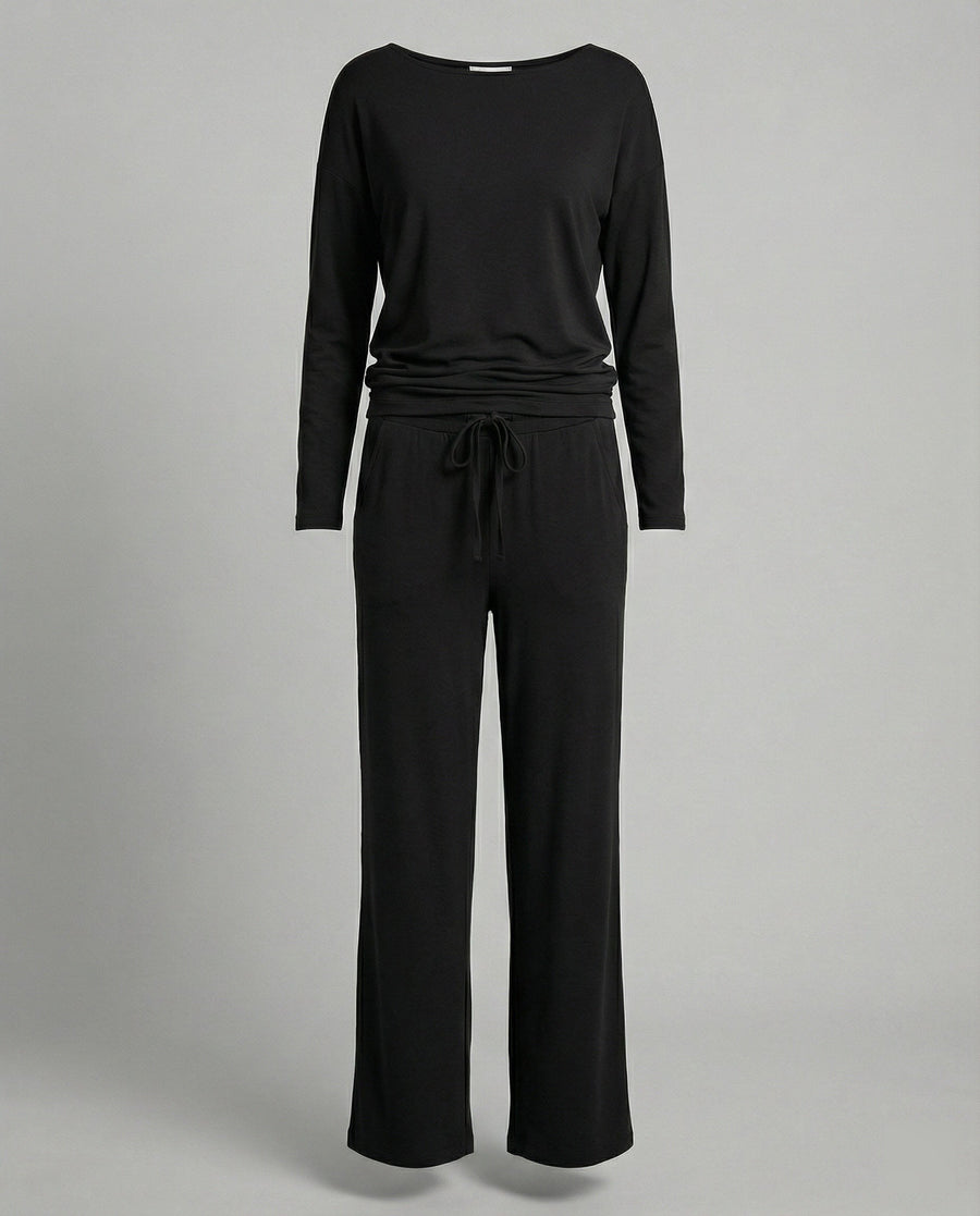 Tamara Elegant Set with Elastic Waist in Black