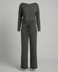 Tamara Elegant Set with Elastic Waist in Dark Grey