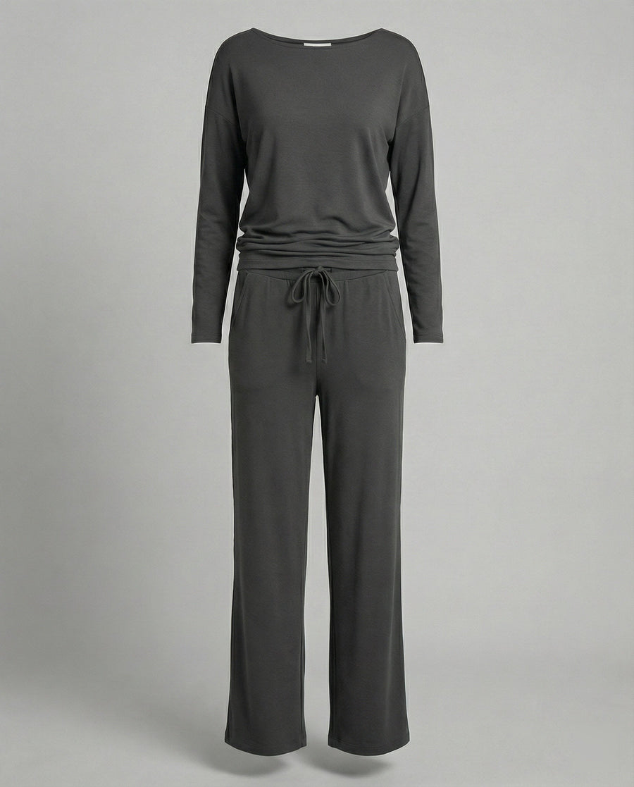 Tamara Elegant Set with Elastic Waist in Dark Grey