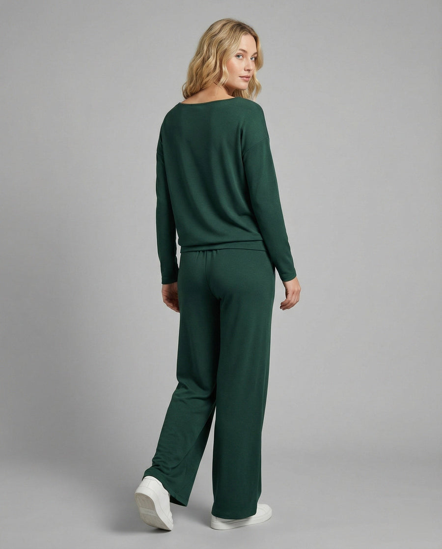Tamara Elegant Set with Elastic Waist in Green