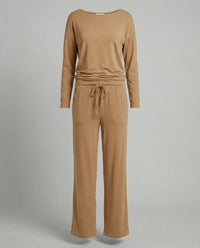 Tamara Elegant Set with Elastic Waist in Khaki