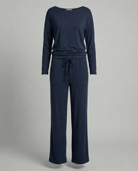 Tamara Elegant Set with Elastic Waist in Navy