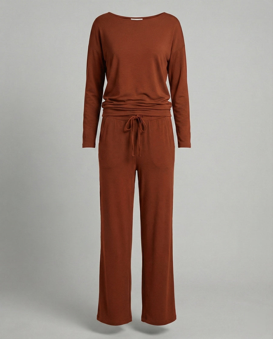 Tamara Elegant Set with Elastic Waist in Ziegelrot