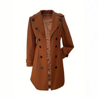 Tamara Elegant Trench Coat with Button Front in Dark Brown