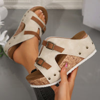 Tammi Wedge Platform Sandals in Beige
