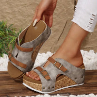 Tammi Wedge Platform Sandals in Gray