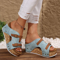 Tammi Wedge Platform Sandals in Light Blue