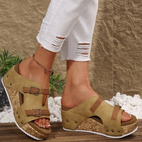 Tammi Wedge Platform Sandals in Light Brown
