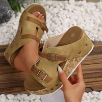 Tammi Wedge Platform Sandals in Light Brown