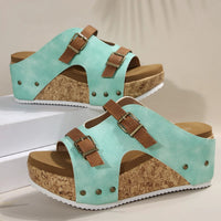 Tammi Wedge Platform Sandals in Mint Green