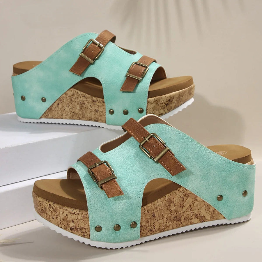 Tammi Wedge Platform Sandals in Mint Green