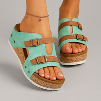 Tammi Wedge Platform Sandals in Mint Green