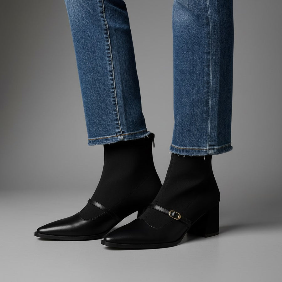 Tammy Pointed Toe Ankle Boot in Charcoal