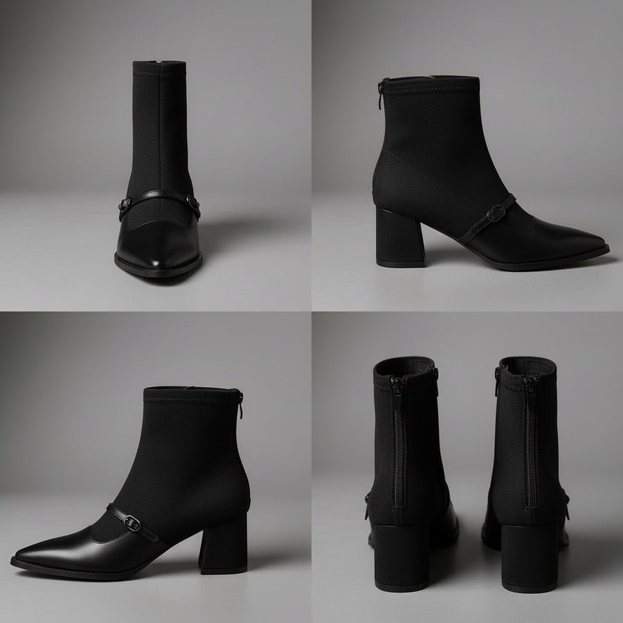Tammy Pointed Toe Ankle Boot in Charcoal