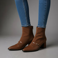 Tammy Pointed Toe Ankle Boot in Sienna Brown