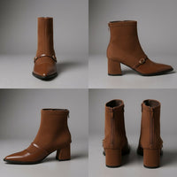 Tammy Pointed Toe Ankle Boot in Sienna Brown