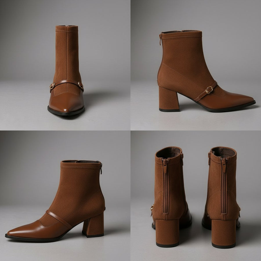 Tammy Pointed Toe Ankle Boot in Sienna Brown