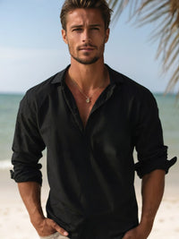 Tamsin Breathable Linen Shirt in Black