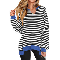 Tamsin Casual Sweater with V-Neck in Black White