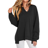 Tamsin Casual Sweater with V-Neck in Black