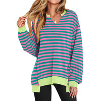 Tamsin Casual Sweater with V-Neck in Fuchsia