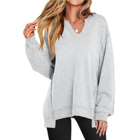 Tamsin Casual Sweater with V-Neck in Light Grey