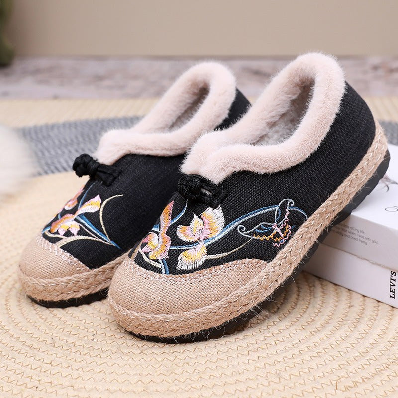 Tamsin Elegant Shoes with Embroidery in Black
