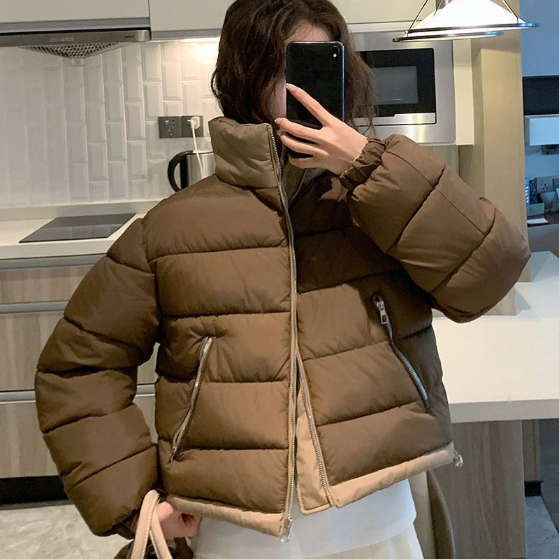 Tamsin Jacket with Zip Front and Pockets in Coffee