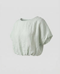 Tara Casual Linen Top in Light Blue