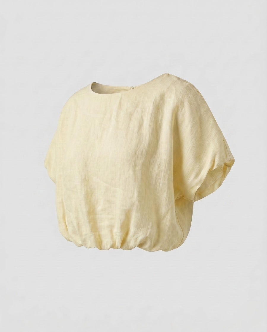 Tara Casual Linen Top in Mondlicht