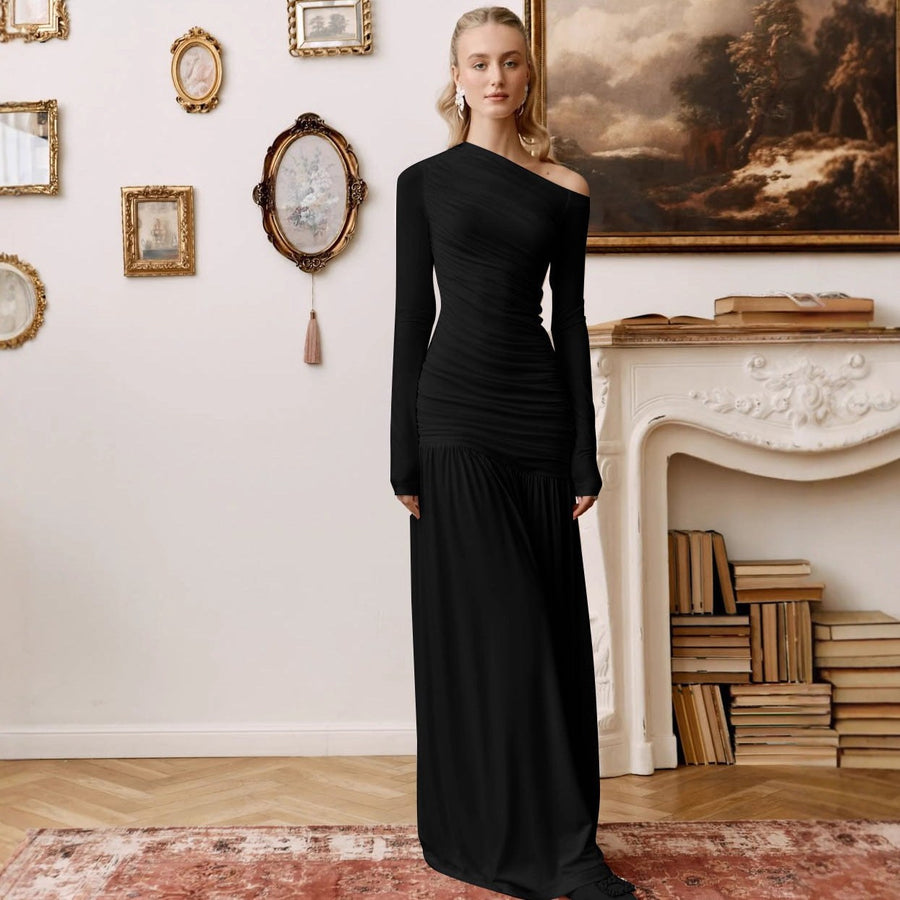 Tara Elegant Maxi Dress in Black