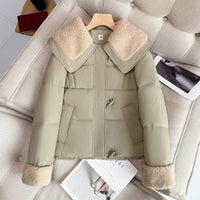 Tara Quilted Jacket with Oversized in Khaki