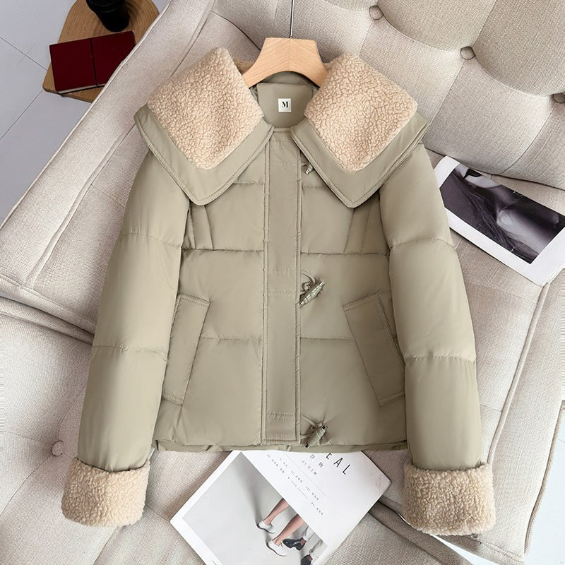 Tara Quilted Jacket with Oversized in Khaki
