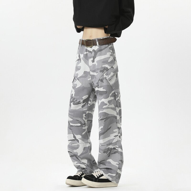 Tara Trousers with Pockets in White Grey