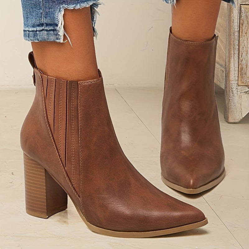Tavrelle Women's Block Heel Ankle Boots in Brown