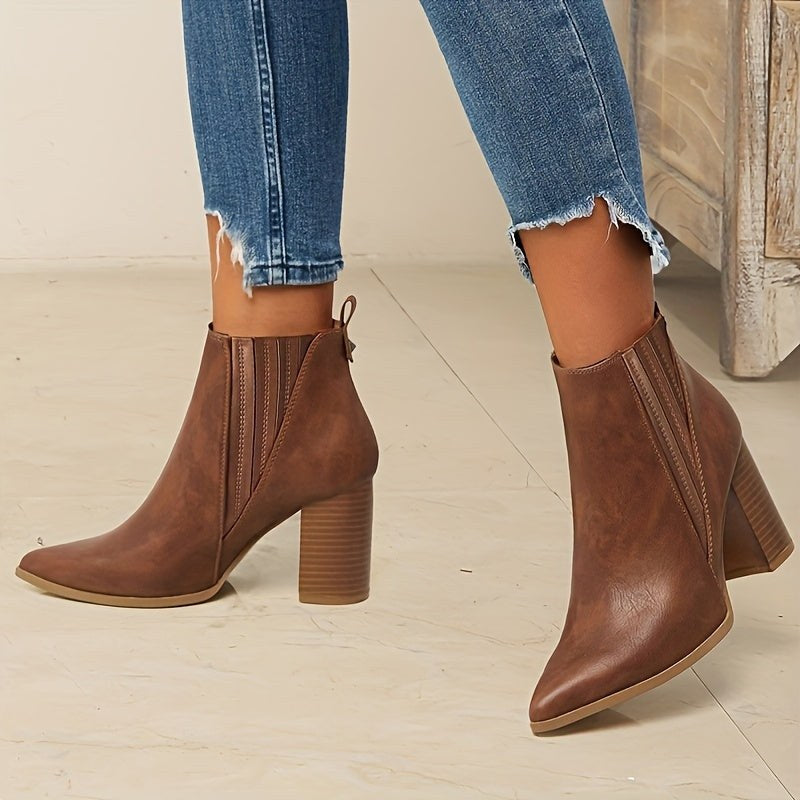 Tavrelle Women's Block Heel Ankle Boots in Brown