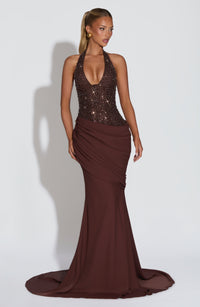Yolande Gown – Plum Brown