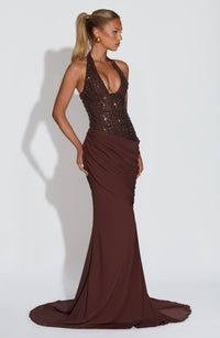 Yolande Gown – Plum Brown