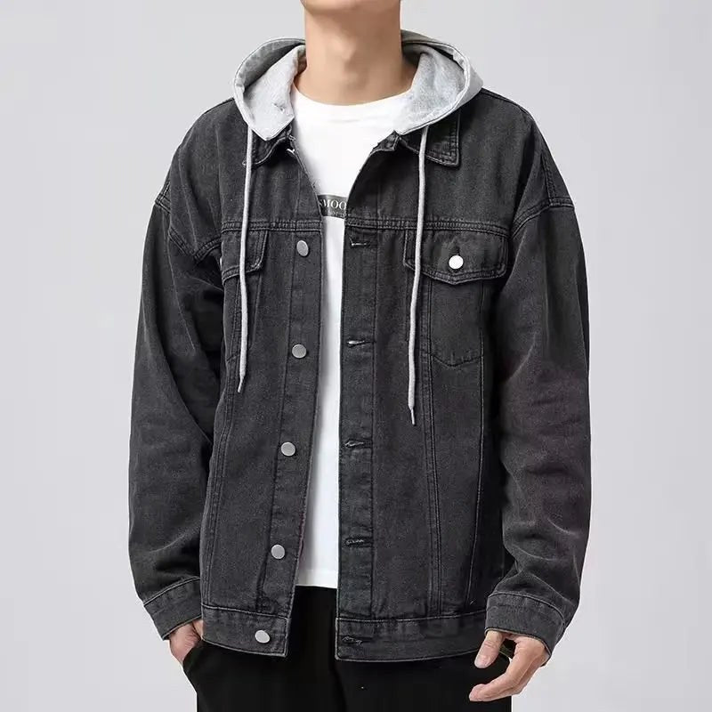 Tempe Hooded Denim Jacket in Charcoal