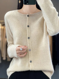 Temperance Women's Long Sleeve Button Front Cardigan in Beige