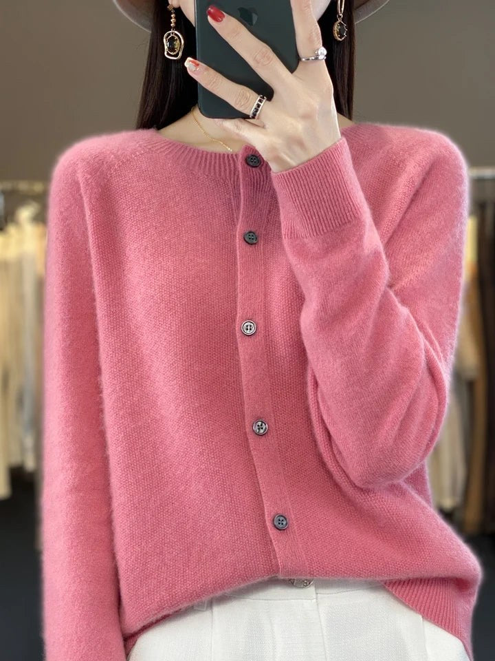 Temperance Women's Long Sleeve Button Front Cardigan in Pink