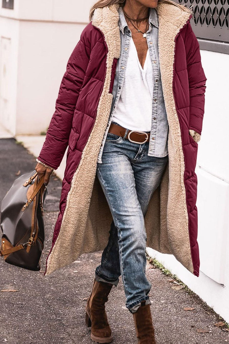 Teodora Coat in Wine Red