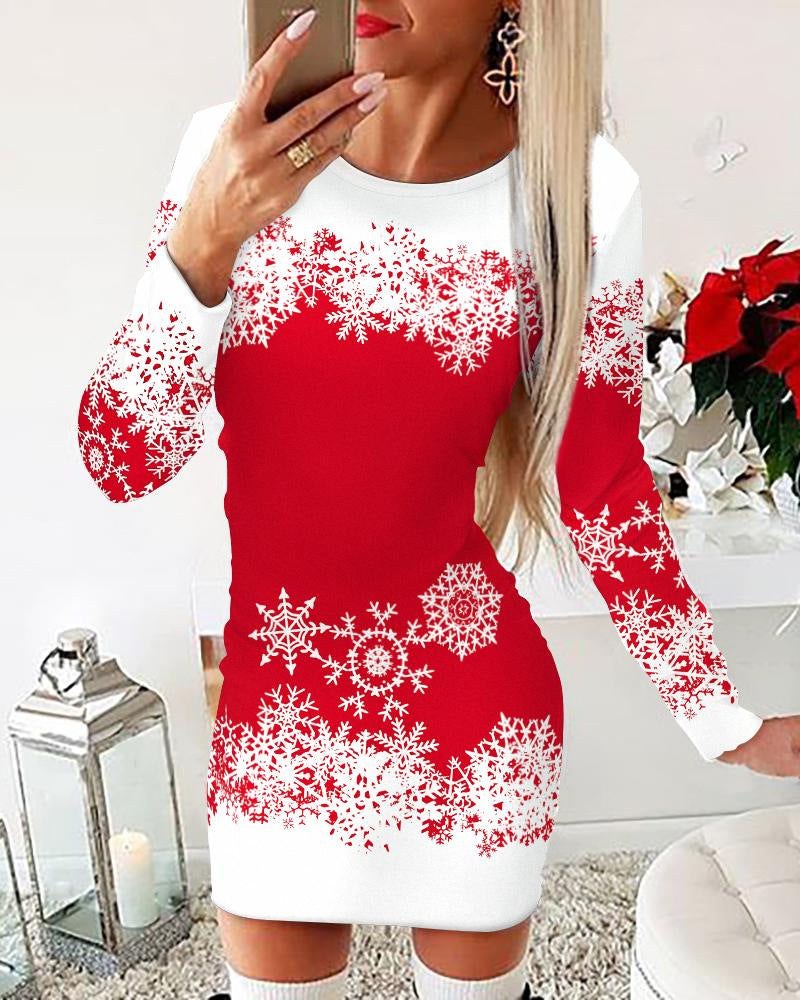 Teodora Dress with Long Sleeve in Red
