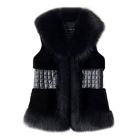 Teodora Elegant Vest with Stand Collar and Belted in Grey