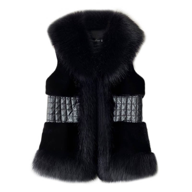 Teodora Elegant Vest with Stand Collar and Belted in Grey
