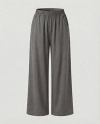 Teodora Linen Blend Trousers with Side Pockets and Pockets in Grey
