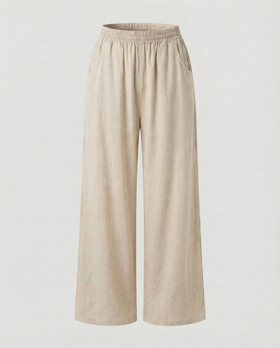 Teodora Linen Blend Trousers with Side Pockets and Pockets in Ivory